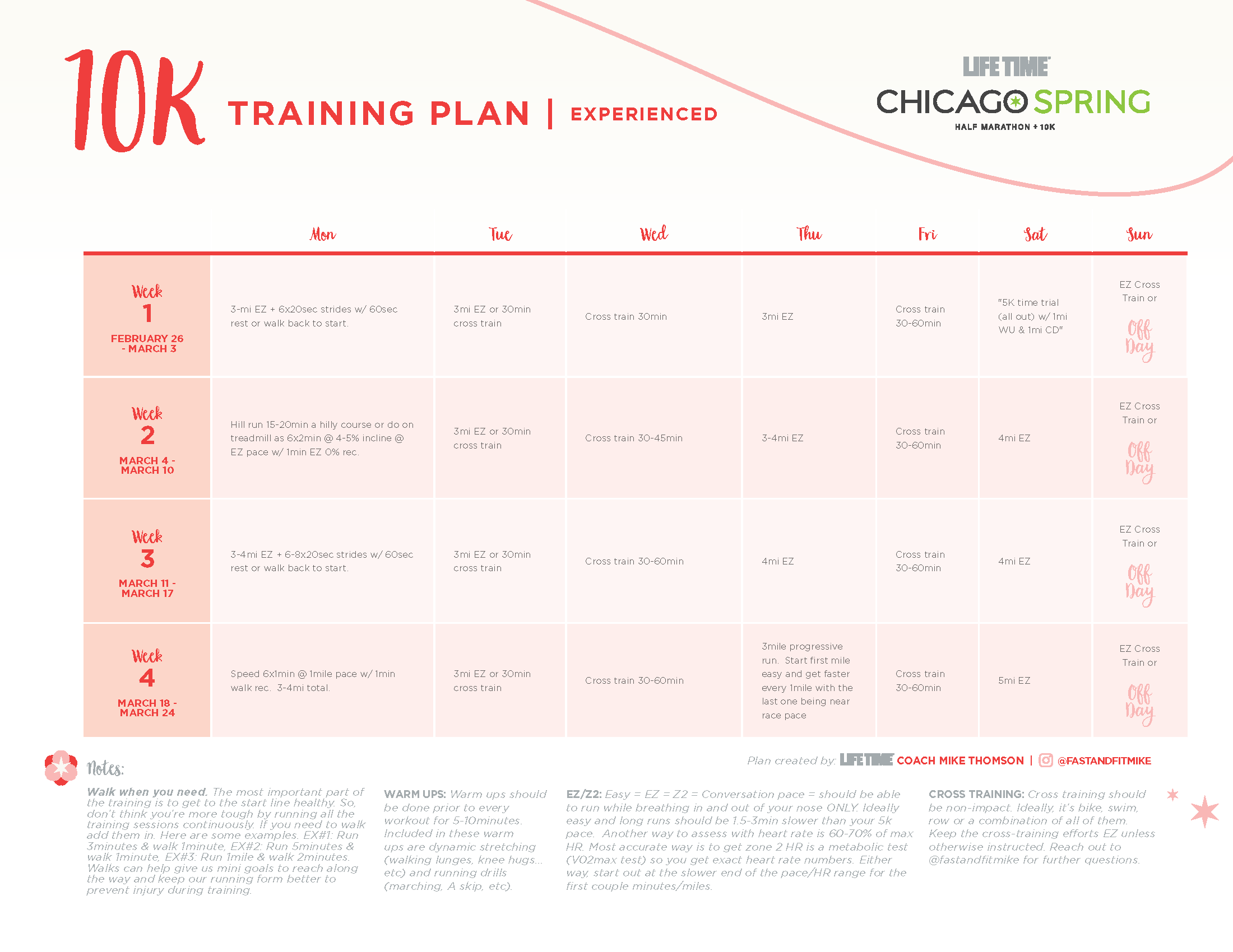 2024_SPRCHI_Training Plan [Experienced]10K_Page_1 Chicago Spring Half